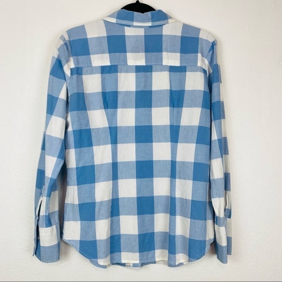 NORMA KAMALI Womans Blue White Checkered Button Down Shirt Lightweight XL - Picture 7 of 11